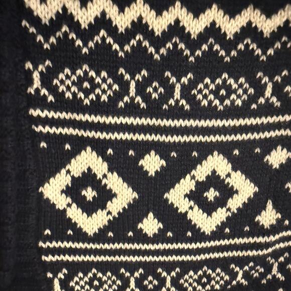 Ben Sherman Navy White Fair Isle Wool & Cotton Leather Button Cardigan Men’s L - Picture 9 of 14